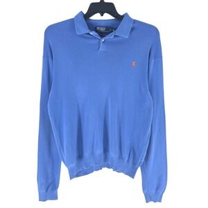 Polo Ralph Lauren Men's Long Sleeve Knit Polo Shirt Blue Soft Pima Cotton XL